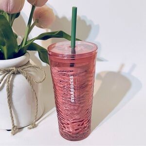 Starbucks 2022 Pink Ripple Glass Tumbler
